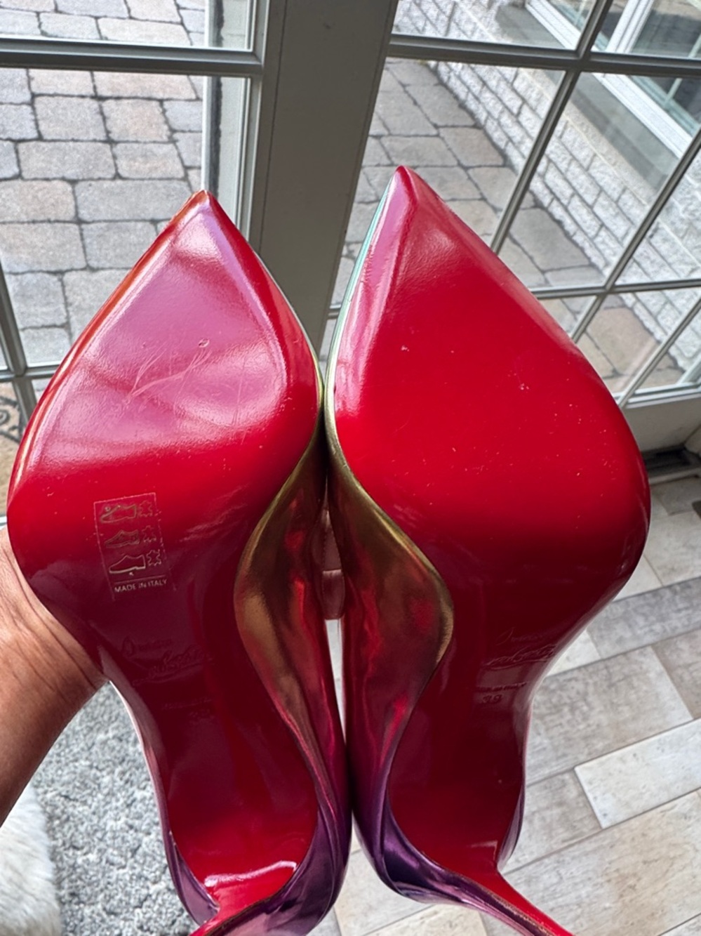 Christian Louboutin hot chick boreal metallic gold pink stiletto 100mm sz 39 - Picture 7 of 11